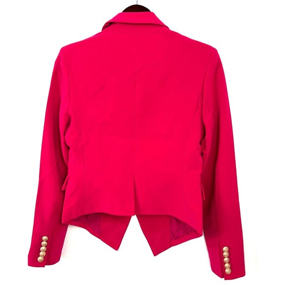New Choosy Betsy Blazer Women Sz 2 Magenta Double Breasted Gold Accent Fitted R4 - Picture 6 of 12